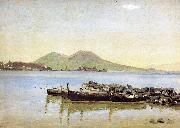 Christen Kobke The Bay of Naples with Vesuvius in the Background oil on canvas